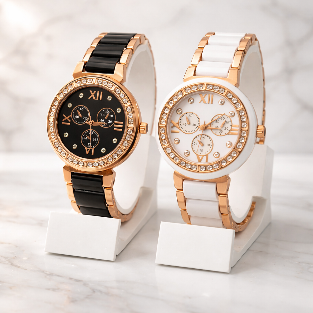Elegant Analog Women’s Watch Combo (Set of 2) | Round Dial | Metal Strap | Quartz Movement | Stylish Casual & Party Wear
