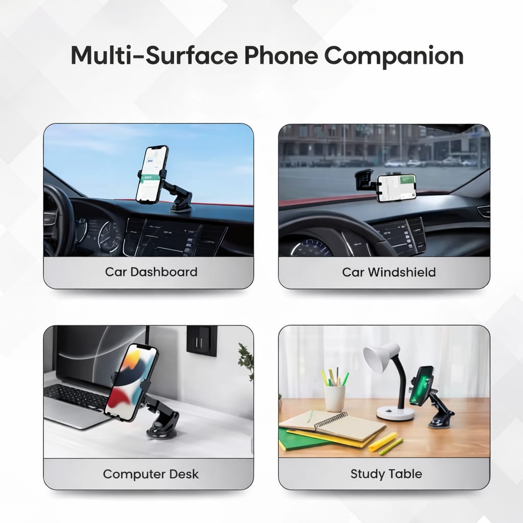 360° Rotating Car Mobile Phone Holder | Strong Grip Dashboard & AC Vent Mount | Universal for All Smartphones