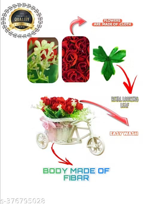 Decorative Artificial Flower Cycle Basket for Home Decoration