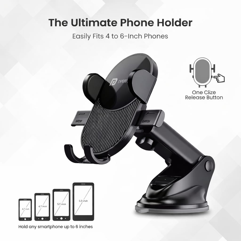 360° Rotating Car Mobile Phone Holder | Strong Grip Dashboard & AC Vent Mount | Universal for All Smartphones