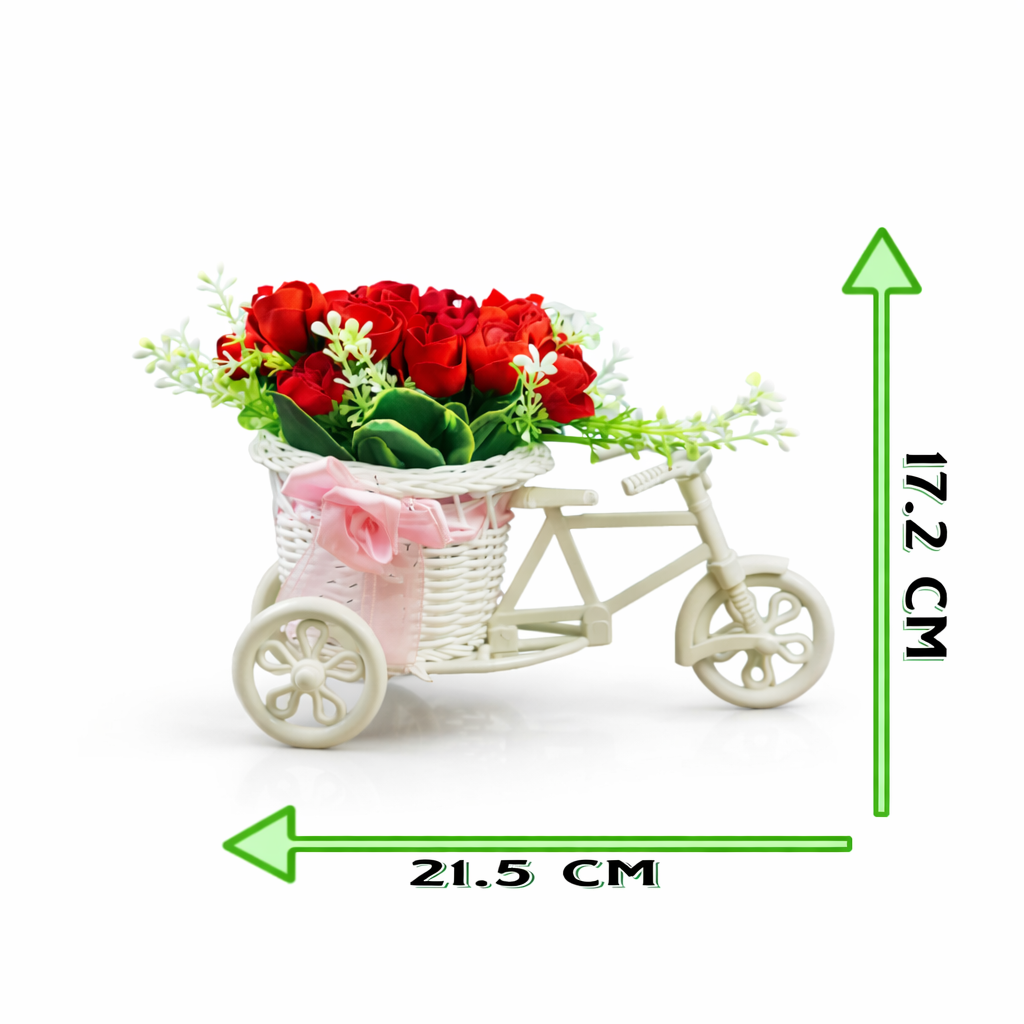 Decorative Artificial Flower Cycle Basket for Home Decoration