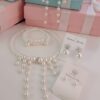 pearl jewellery set for women necklace earrings combo premium white pearl set