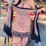 Muslin Embroidery Punjabi Suit Set With Chinnon Dupatta
