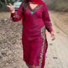 Pink Muslin Embroidered Punjabi Suit Set With Chinnon Dupatta