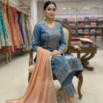 Designer Satin Silk Embroidered Suit Blue peach Satin Silk Embroidered Suit With Chinnon Dupatta