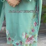 Sea Green Cosmo Shimmer Embroidery Punjabi Suit Set With Chinnon Dupatta