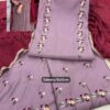 Chocolate Embroidered Suit With Muslin Dupatta