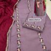 Chocolate Embroidered Suit With Muslin Dupatta