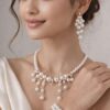 pearl jewellery set for woman necklace arrings bracelet combo party wear
